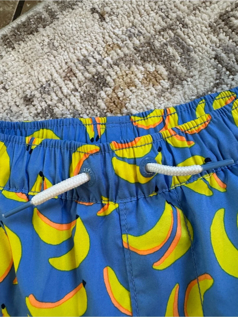 New Gap Surf Boys Banana Print Swim Trunks Blue Yellow UPF 50+